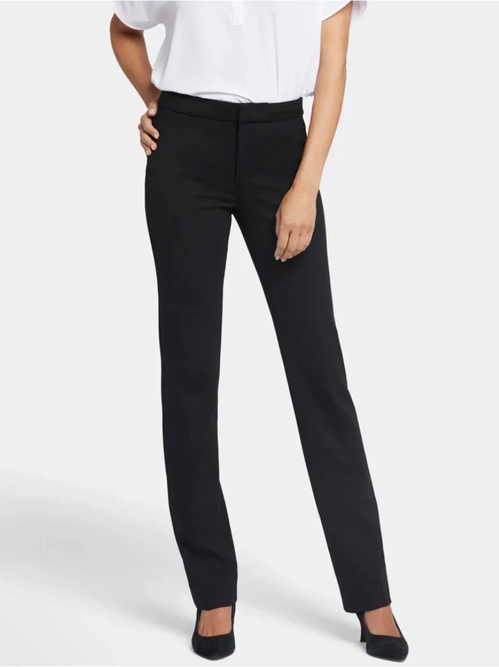 NYDJ Trouser Pants Lift Tuck Technology Black Ponte Knit Bootcut Size 4